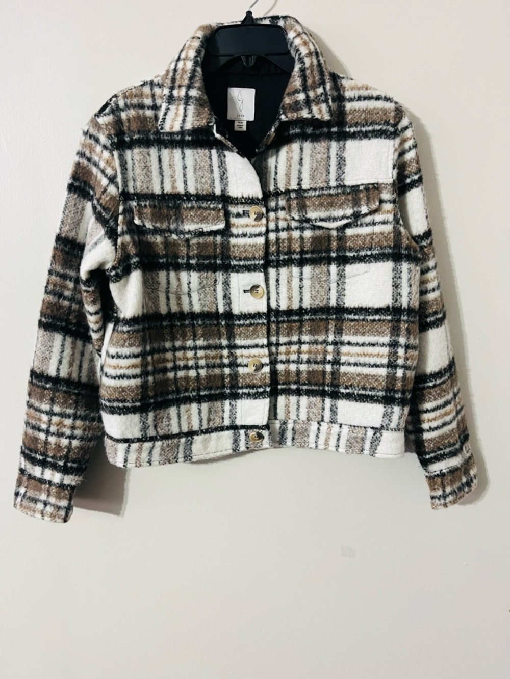 Joie brown & white plaid jacket size S